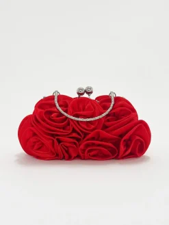 3D Rose Clutch Bag In Red by SVNX