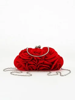 3D Rose Clutch Bag In Red by SVNX