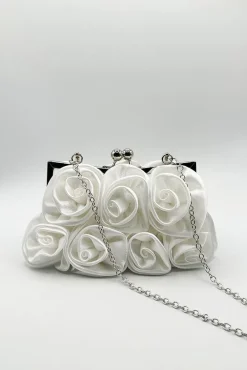3D Rose Clutch Bag In White by SVNX