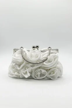 3D Rose Clutch Bag In White by SVNX