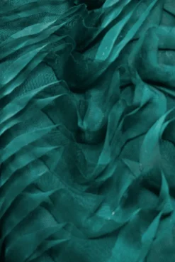 3D Textured Sleeve Scuba Corset Top - Emerald Green by Goddiva