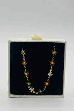 Daisy Chain Necklace In Multi Gold by SVNX