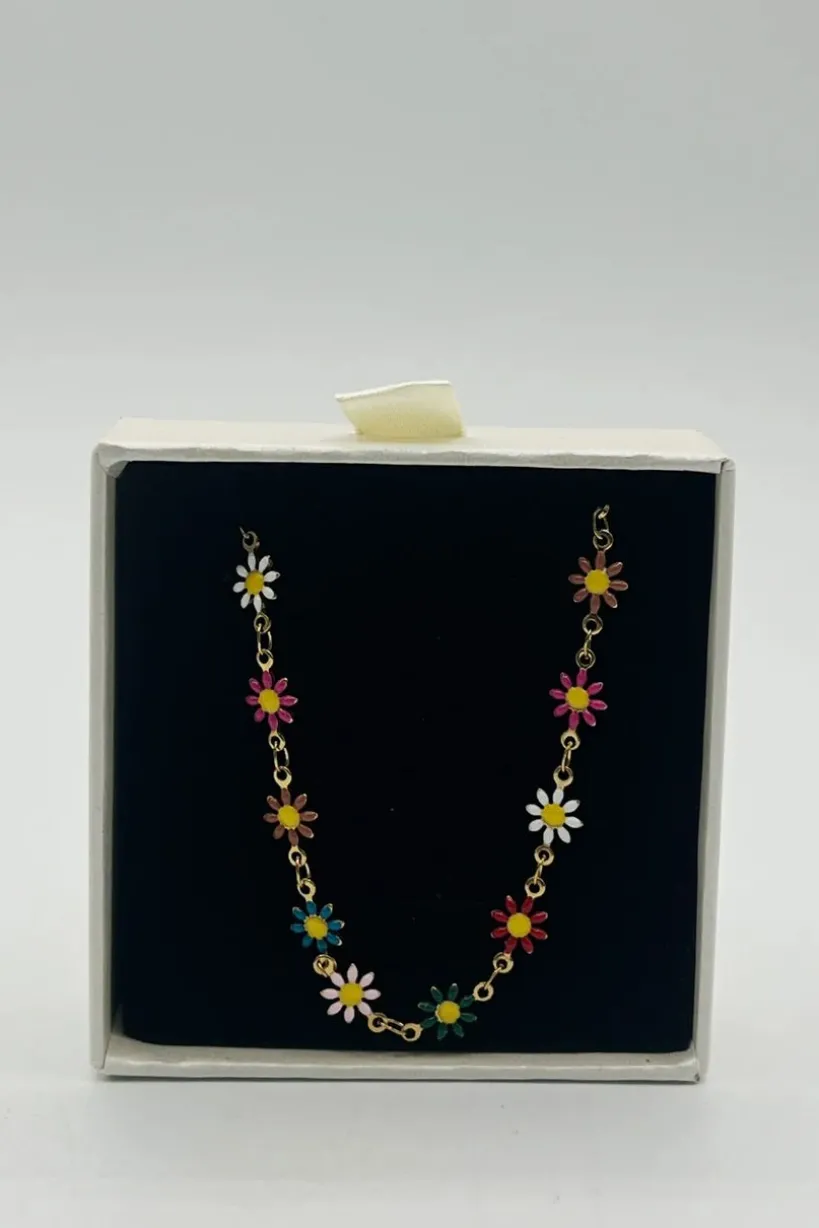 Daisy Chain Necklace In Multi Gold by SVNX