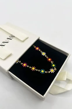 Daisy Chain Necklace In Multi Gold by SVNX