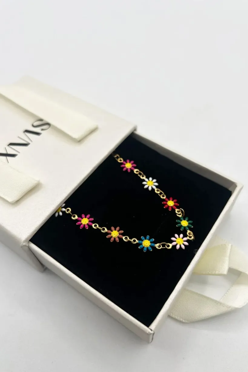 Daisy Chain Necklace In Multi Gold by SVNX