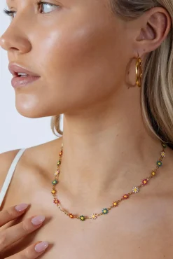Daisy Chain Necklace In Multi Gold by SVNX