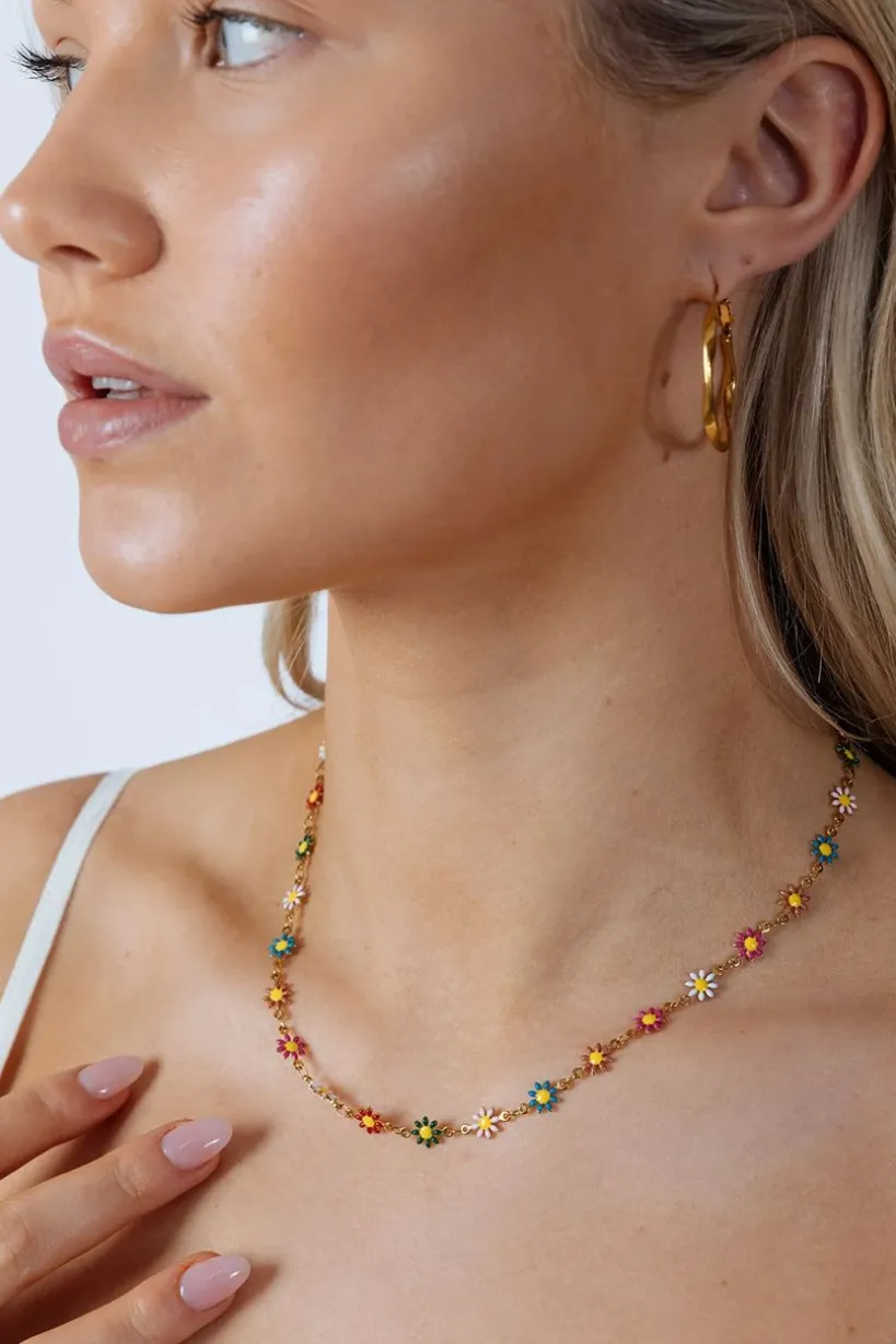 Daisy Chain Necklace In Multi Gold by SVNX