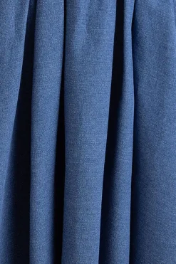 Denim Frilled Bardot High Low Dress - Blue Denim by Goddiva