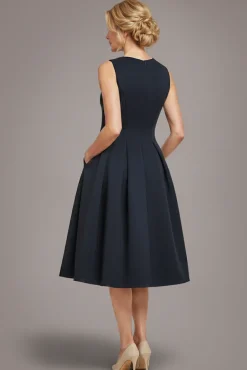 Diamante Embellished Neck A-Line Midi Dress - Black by Goddiva