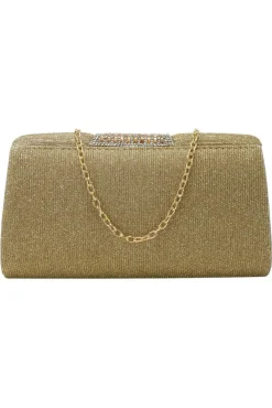 Diamante Glittery Clutch In Light Gold by SVNX