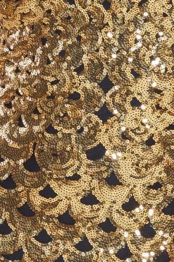 Diamante Strap Fish Scale Sequin Maxi Dress - Gold by Goddiva