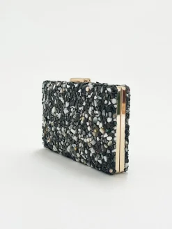 Embellished Clutch Bag In Black Speckle by SVNX