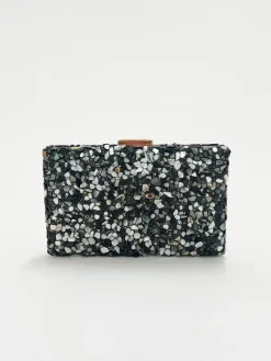 Embellished Clutch Bag In Black Speckle by SVNX