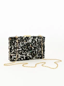 Embellished Clutch Bag In Black Speckle by SVNX