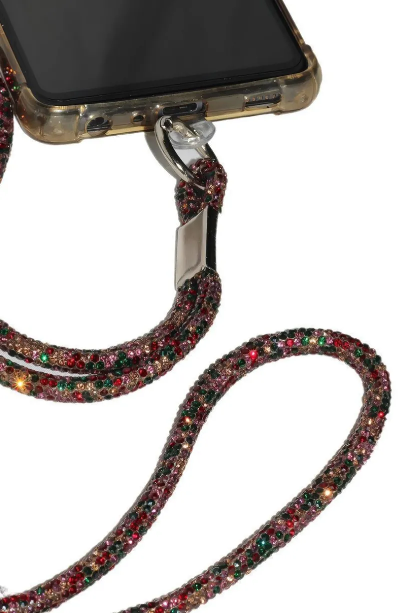 Embellished Phone Strap - Red & Green by Goddiva Accessories