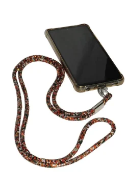 Embellished Phone Strap - Orange by Goddiva Accessories