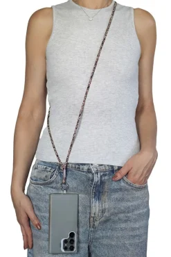 Embellished Phone Strap - Black & Gold by Goddiva Accessories
