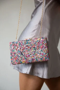 Embellished Square Clutch Bag In Multi by SVNX