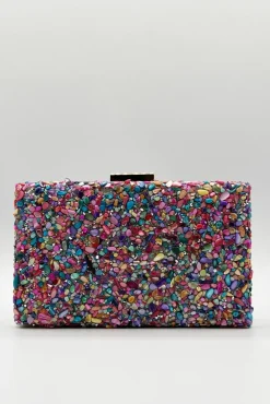 Embellished Square Clutch Bag In Multi by SVNX