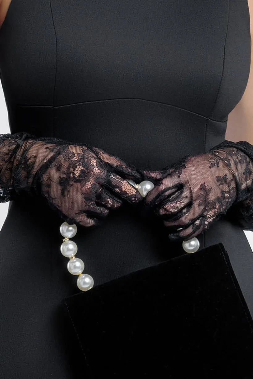 Embroidered Mesh Gloves by Goddiva