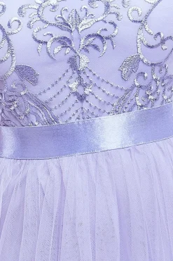 Embroidered Mesh Maxi Dress - Lilac by Goddiva
