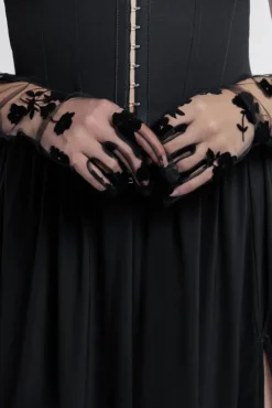 Embroidered Stretch Mesh Gloves by Goddiva