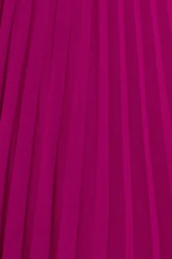 Embroidered Top Chiffon Pleated Midi - Magenta by Goddiva
