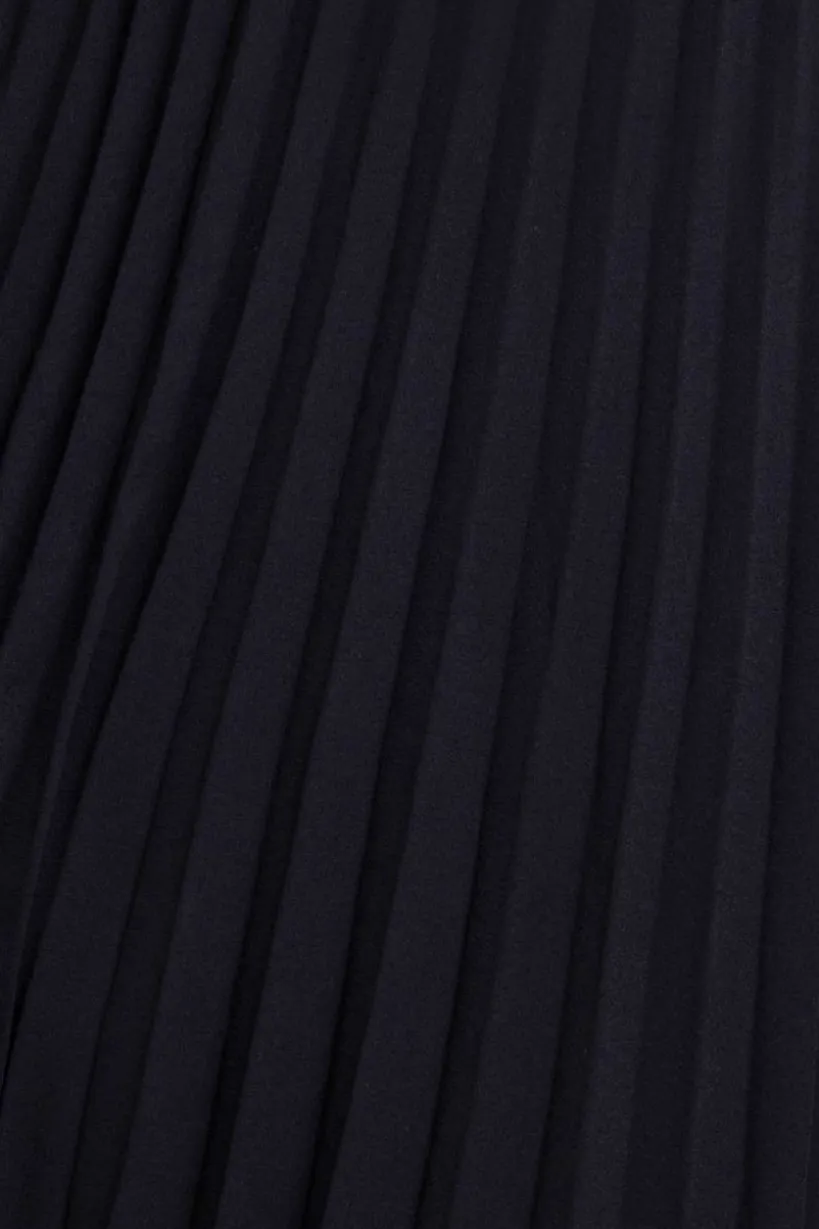 Embroidered Top Chiffon Pleated Midi - Black by Goddiva