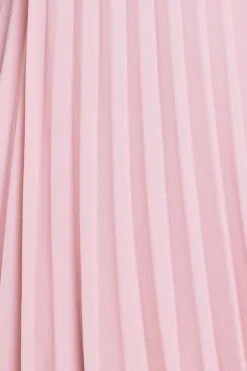 Embroidered Top Chiffon Pleated Midi - Blush Pink by Goddiva