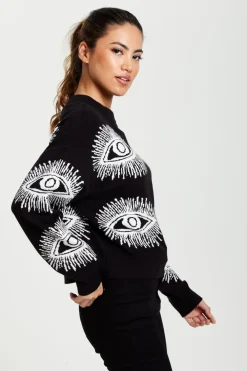 Eye Pattern Jumper In Black by Liquorish