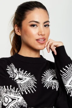 Eye Pattern Jumper In Black by Liquorish
