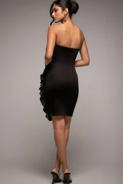 Fan Pleated Boobtube Scuba Crepe Mini - Black by Goddiva