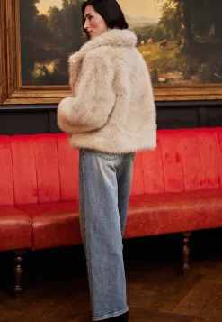 Faux Fur Short Coat In Cream by Angeleye