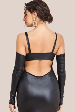 Faux Leather Cut Out Maxi Dress - Black by Goddiva