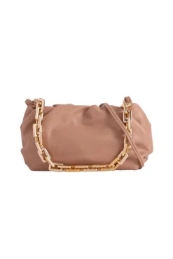 Faux Leather Pouch Clutch Bag In Beige by SVNX