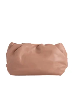 Faux Leather Pouch Clutch Bag In Beige by SVNX