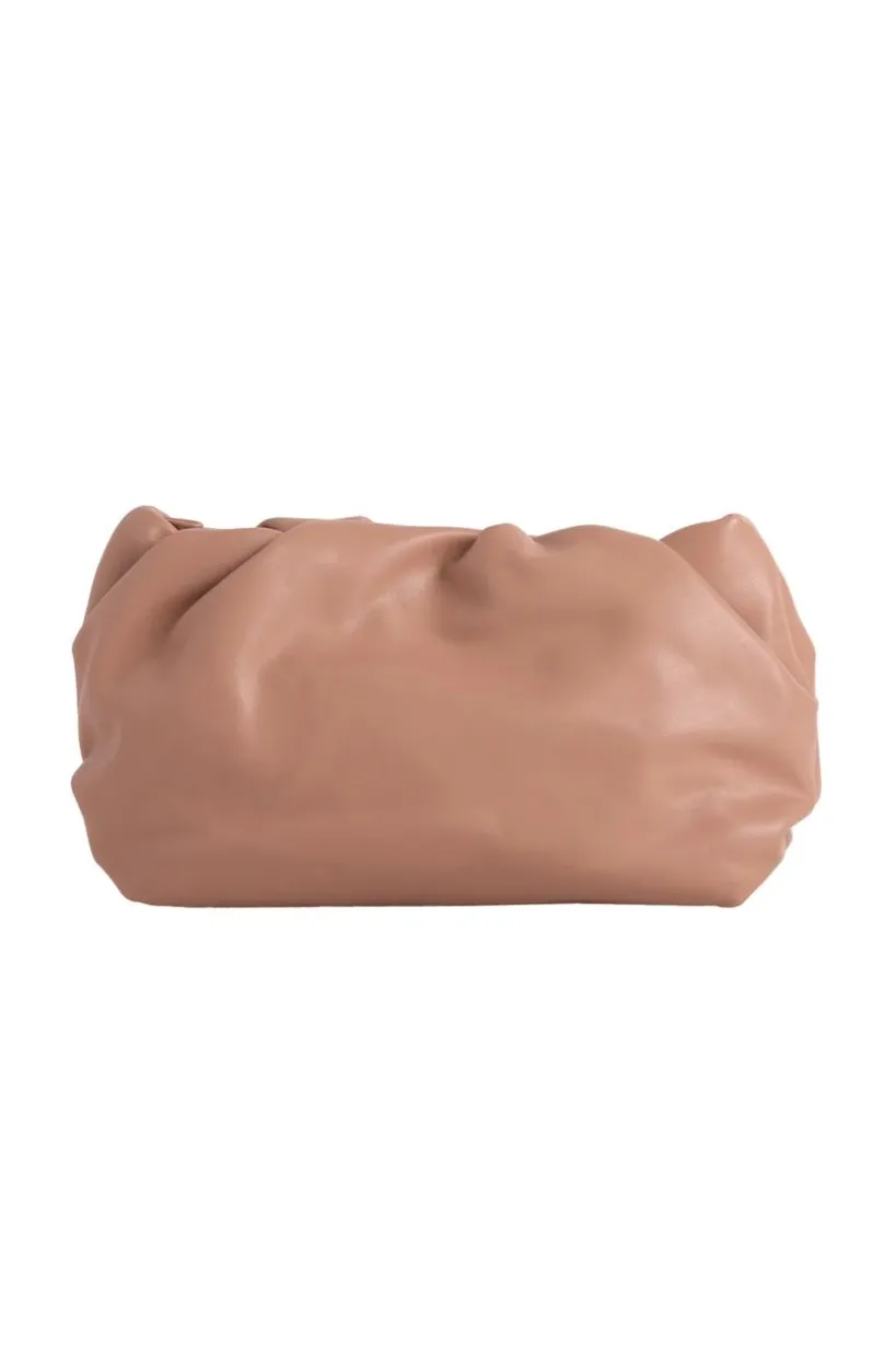Faux Leather Pouch Clutch Bag In Beige by SVNX