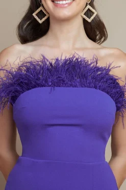 Feather Boobtube Midi Dress - Purple by Goddiva
