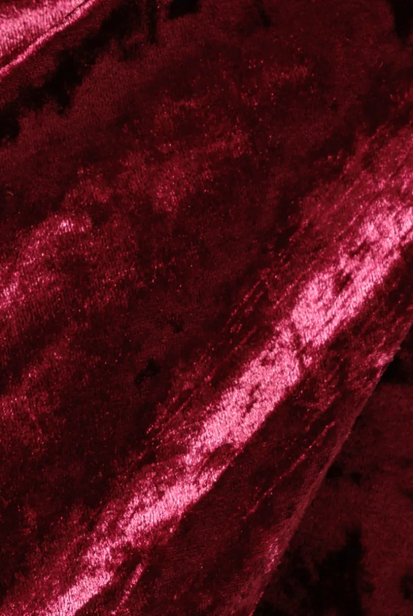 Flared Hem Ice Velvet Midi - Burgundy by Goddiva