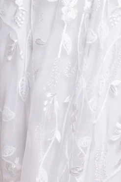 Flared Sleeve Embroidered Maxi Dress - White by Goddiva