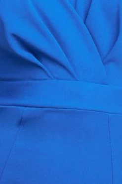 Flared Sleeve Front Wrap Maxi Dress - Royal Blue by Goddiva