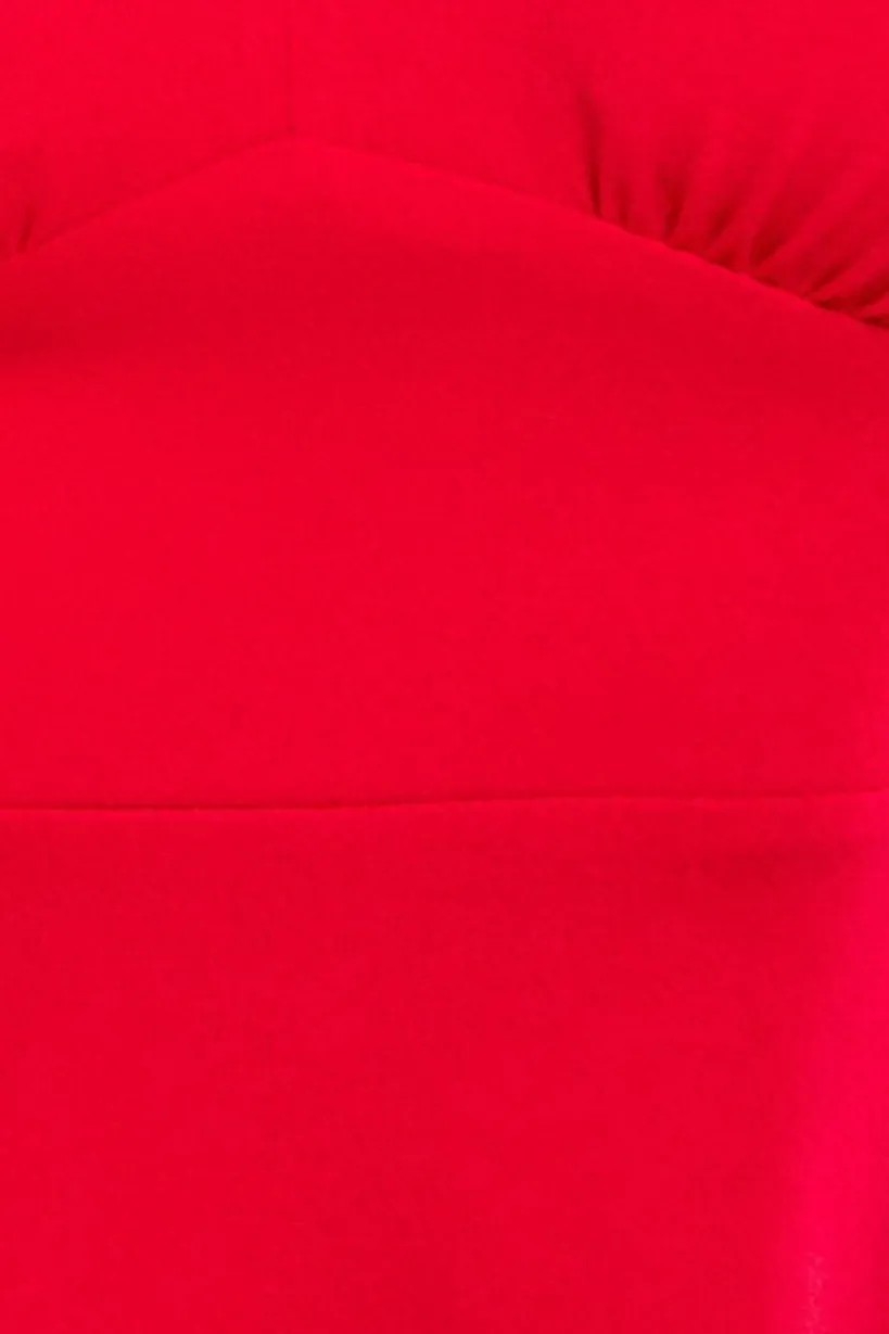 Flared Sleeve Midi Dress - Red by Goddiva