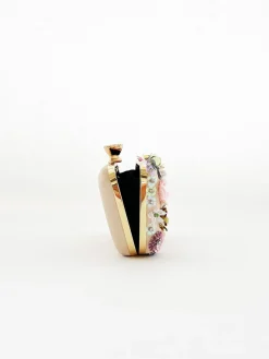 Floral Applique Clutch Bag In Cream by SVNX