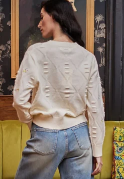 Floral Embroidered Jumper In White by Angeleye