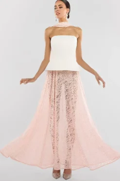 Floral Lace A-Line Maxi Skirt by Goddiva