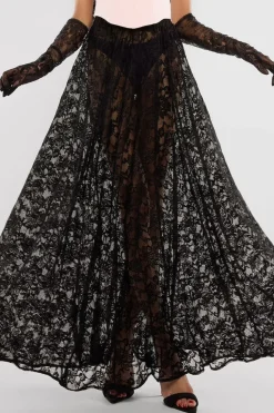 Floral Lace A-Line Maxi Skirt by Goddiva