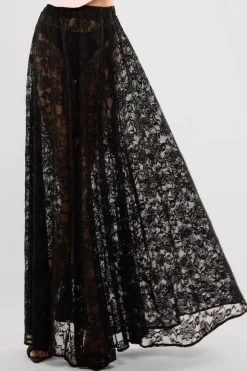 Floral Lace A-Line Maxi Skirt by Goddiva