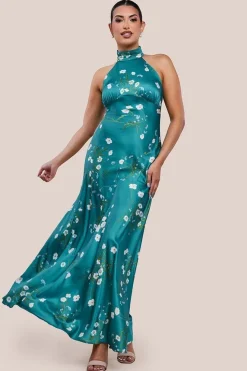Floral Print Satin Maxi Dress by Urban Touch