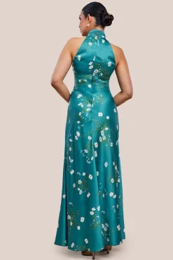 Floral Print Satin Maxi Dress by Urban Touch