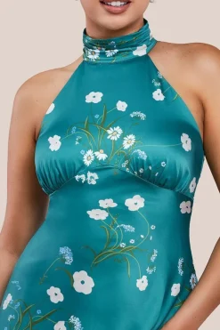 Floral Print Satin Maxi Dress by Urban Touch